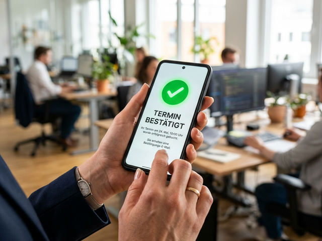 Smartphone mit Bestätigung für einen erfolgreichen Termin